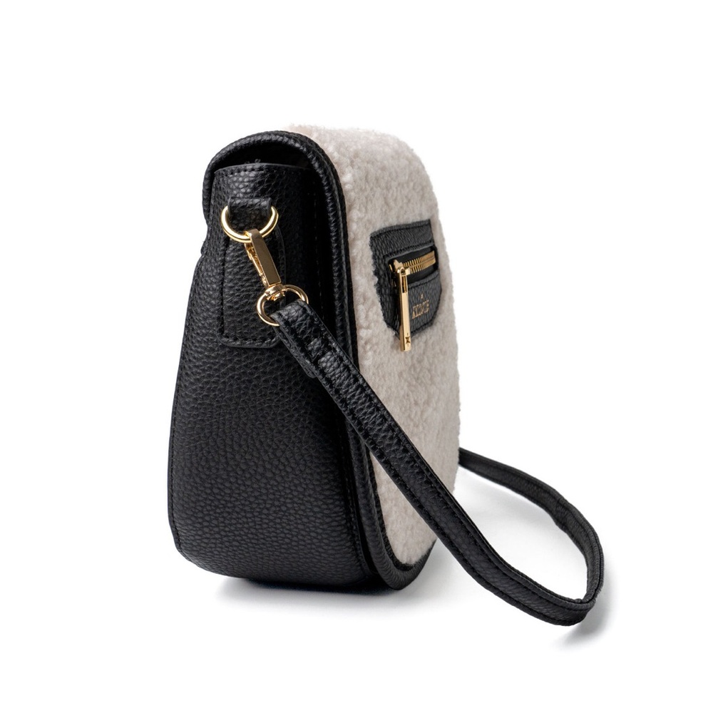 Kedzie Black & Ivory Camden Sherpa Crossbody Bag Plus 2 Extra Sherpa Straps - Picture 6 of 9